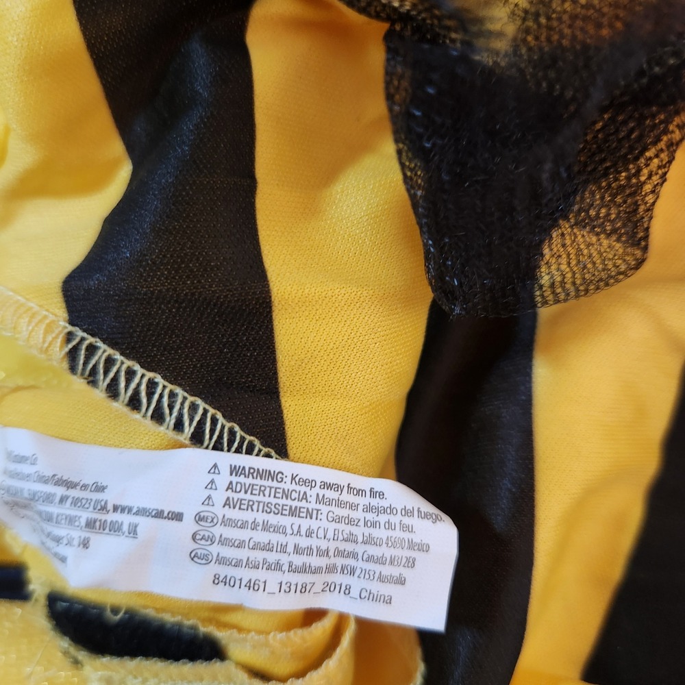 Kids Bumble Bee Costume Dress W Wings Striped‎ Halloween Cosplay Outfit Size 7-8 - Picture 6 of 7
